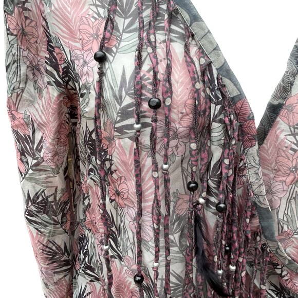 Johnny Was 4 Love & Liberty Top Small Faux Wrap‎ Peasant Blouse Floral Beads - Picture 5 of 15